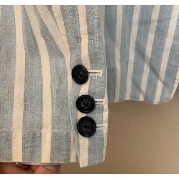 FRAME Denim cotton oversized blue white stripe blazer size medium - Picture 9 of 13
